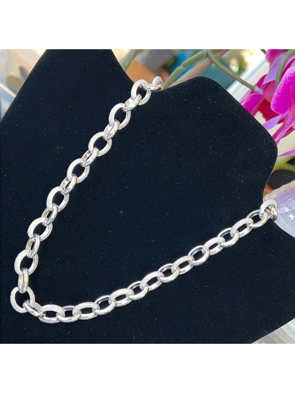 Gennaro Silver Link Statement Necklace